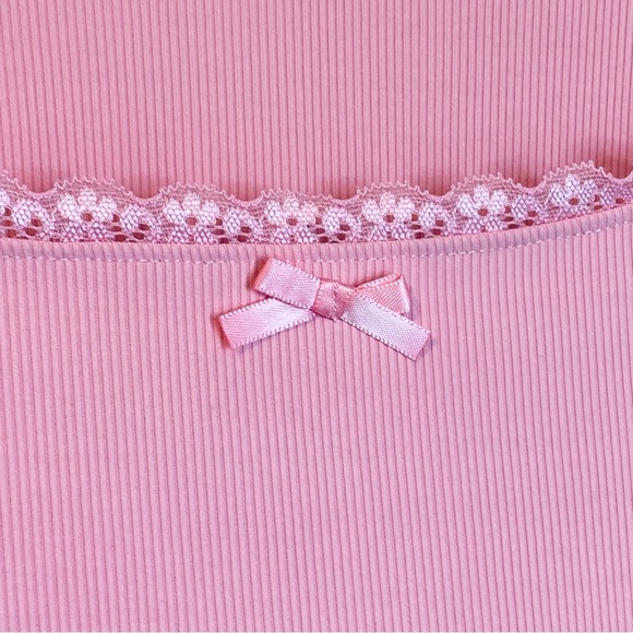 Light Pink Long Sleeve Crop Top Babydoll ribbed top -Size: XL - Picture 7 of 7